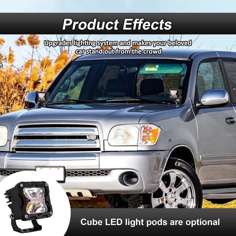 ROMELACK Hood Mount Light Brackets Ditch LED Pods Bracket Compatible with Toyota Tundra 2000-2006 (Black) - Image 2